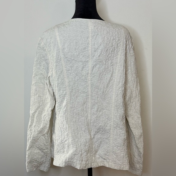 Eileen Fisher cotton linen blend textured light jacket in oatmeal Large EUC - Picture 6 of 10